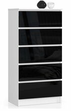 Kummut Akord K60, 60 x 40 x 121 cm, valge/must