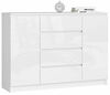 Kummut Akord K140 2D 4SZ CLP, 40 x 138 x 99 cm, 4 sahtliga, läbipaistev/valge