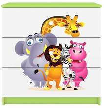 Kummut Kocot Kids Babydreams Zoo, 41 x 80 x 80.5 cm, valge/roheline/mitmevärviline
