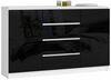 Kummut Akord K160 2D 4SZ CLP, 40 x 160 x 99 cm, 2 ust, 4 sahtlit, valge/must