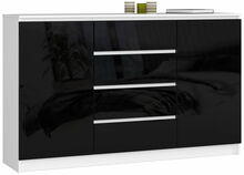 Kummut Akord K160 2D 4SZ CLP, 40 x 160 x 99 cm, 2 ust, 4 sahtlit, valge/must