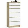 Kummut Akord Furniture Factory K60 OP0PK-6ARTBIA001, 64 x 40 x 130 cm, valge/puit