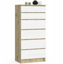 Kummut Akord Furniture Factory K60 OP0PK-6ARTBIA001, 64 x 40 x 130 cm, valge/puit