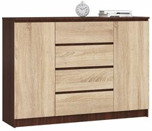 Kummut Akord K140 2D 4SZ CLP, 40 x 138 x 99 cm, sonoma tamm/tumepruun