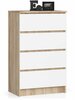 Kummut Akord K60, 40 x 60 x 99 cm, 4 sahtliga, sonoma/valge