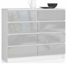 Kummut Akord K120, 120 x 40 x 99 cm, valge/hõbe