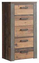 Kummut Forte Nelleke 5S, 41.3 x 61.6 x 118.3 cm, tumehall/tumepruun