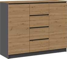 Kummut Top E Shop Malwa 2D4S, 40 x 120 x 97 cm, antratsiit/tamm