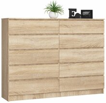 Kummut Akord K160, 40 x 160 x 121 cm, 10 sahtlit, sonoma