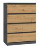 Kummut Top E Shop Malwa M4, 40 x 70 x 90 cm, antratsiit/tamm