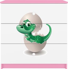 Kummut Kocot Kids Babydreams Baby Dino, 41 x 80 x 80.5 cm, valge/roosa