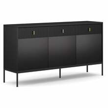 Kummut Mebel Elite MARCOS, 154 cm, kolme ukse ja sahtlitega, must