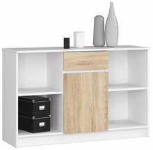 Kummut Akord B-17, 40 x 120 x 77 cm, valge/sonoma tamm