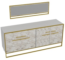 Kummut Kalune Design Polka Aynali 875ZNA3514, 179.9 x 47.3 x 75 cm, kuldne/valge