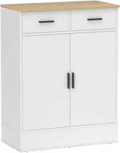 Kummut Homcom, 2 sahtlit, reguleeritav riiul, 68,6 x 35 x 90,3 cm, valge, naturaalne puit
