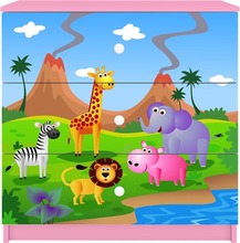 Kummut Kocot Kids Babydreams Safari, 41 x 80 x 80.5 cm, roosa/mitmevärviline