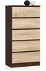 Kummut Akord K60, 40 x 60 x 121 cm, 5 sahtliga, pruun/tamm