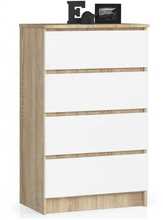 Kummut Akord K60, 40 x 60 x 99 cm, 4 sahtliga, sonoma/valge
