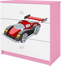 Kummut Kocot Kids Babydreams Racing Car, 41 x 80 x 80.5 cm, valge/roosa