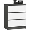 Kummut Akord K60 3SZSZ, 60 x 40 x 77 cm, must/valge
