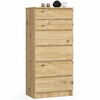 Kummut Akord K60, 60 x 40 x 130 cm, tamm/pruun