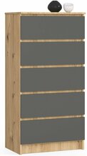 Kummut Akord Furniture Factory K60 OP0LK-6ARTSZAR004, 60 x 40 x 121 cm, 5 sahtliga, pruun/hall
