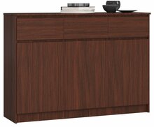 Kummut Akord K140, 40 x 138 x 99 cm, 3 sahtliga, pähkel/pruun