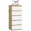Kummut Akord CL5, 35 x 40 x 92 cm, 5 sahtliga, tamm/valge