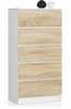 Kummut Akord K60, 60 x 40 x 121 cm, valge/sonoma tamm
