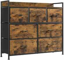 Kummut Songmics 7 sahtliga, 98 x 28,5 x 85 cm, pruun/must