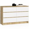 Kummut Akord K120 6SZ CLP, 40 x 120 x 77 cm, tamm/valge