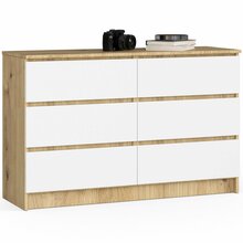 Kummut Akord K120 6SZ CLP, 40 x 120 x 77 cm, tamm/valge
