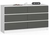 Kummut Akord K140, 40 x 138.4 x 77 cm, 6 sahtliga, valge/hall