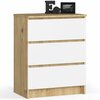 Kummut Akord K60 3SZ CLP, 60 x 40 x 77 cm, tamm/valge
