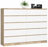 Kummut Akord K160 10SZ CLP, valge/sonoma tamm, 40 x 160 x 121 cm