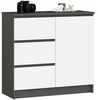 Kummut Akord Jerry K80, 35 x 80 x 77 cm, hall/valge