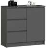 Kummut Akord Jerry K80, 80 x 35 x 77 cm, grafiit/hall