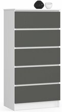 Kummut Akord Furniture Factory K60 OP0LK-6BIASZAR004, 60 x 40 x 121 cm, valge/hall