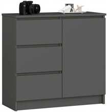 Kummut Akord Jerry K80, 80 x 35 x 77 cm, grafiit/hall