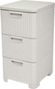 Kummut Curver Rattan Style, 3 sahtlit, 59,5 x 32,5 x 37,5 cm, valge