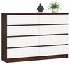 Kummut Akord K140, 40 x 138 x 99 cm, 8 sahtliga, pruun/valge/pähkel/tumepruun