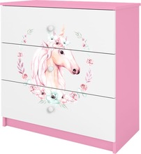 Kummut Kocot Kids Babydreams Horse, 41 x 80 x 80.5 cm, valge/roosa