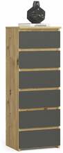 Kummut Akord Furniture Factory CL6, 40 x 35 x 109 cm, 6 sahtliga, pruun/hall