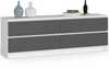Kummut Akord K160, 40 x 160 x 55 cm, 4 sahtliga, valge/hall