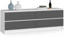 Kummut Akord K160, 40 x 160 x 55 cm, 4 sahtliga, valge/hall