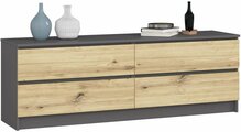 Kummut Akord K160 4SZ CLP PK, 160 x 40 x 55 cm, hall/pruun