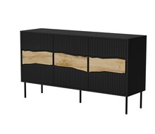 Kummut Cama Meble Inserto 3D, 143,5 x 40 x 80 cm, must, LED valgustusega