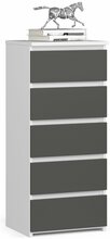 Kummut Akord CL5, 35 x 40 x 92 cm, 5 sahtliga, valge/hall