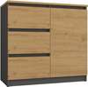 Kummut Top E Shop 1D3S, 80 x 40 x 75 cm, antratsiit/tamm/pruun