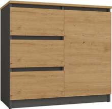 Kummut Top E Shop 1D3S, 80 x 40 x 75 cm, antratsiit/tamm/pruun